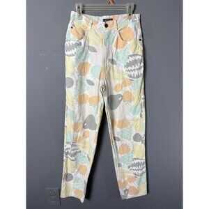 Vintage 80s Womens Size 8 (24" Waist) Novelty Fruit Print Cotton Pants Jeans